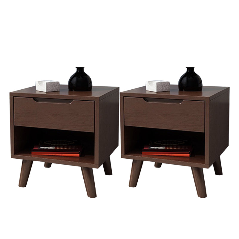 Solid Wood Nightstand Contemporary Bedside Cabinet with Legs