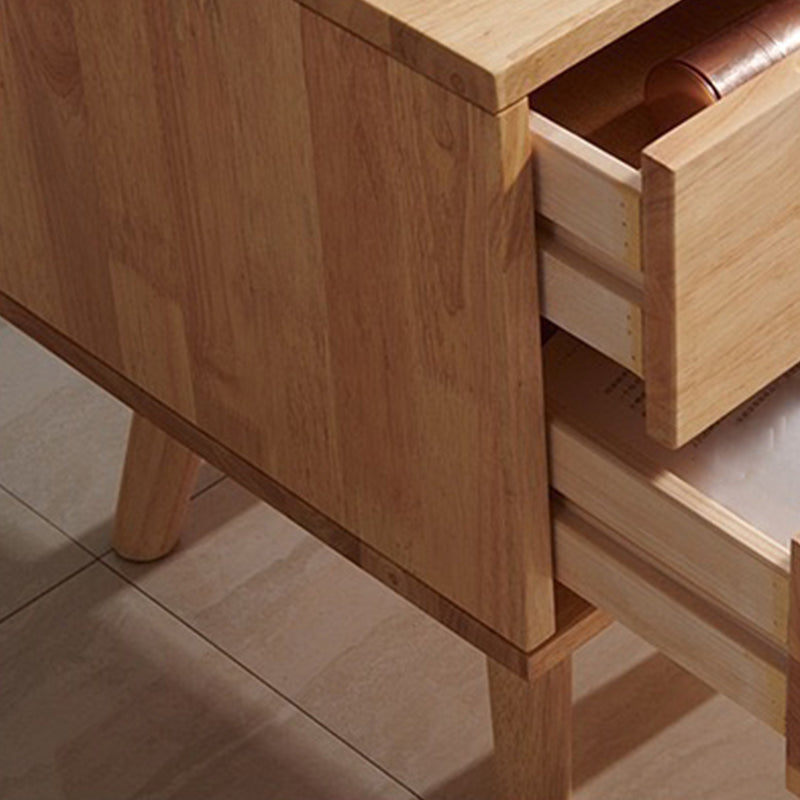 Solid Wood Nightstand Contemporary Bedside Cabinet with Legs