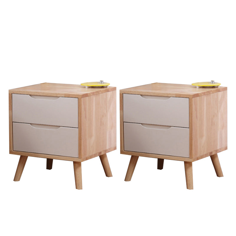 Solid Wood Nightstand Contemporary Bedside Cabinet with Legs