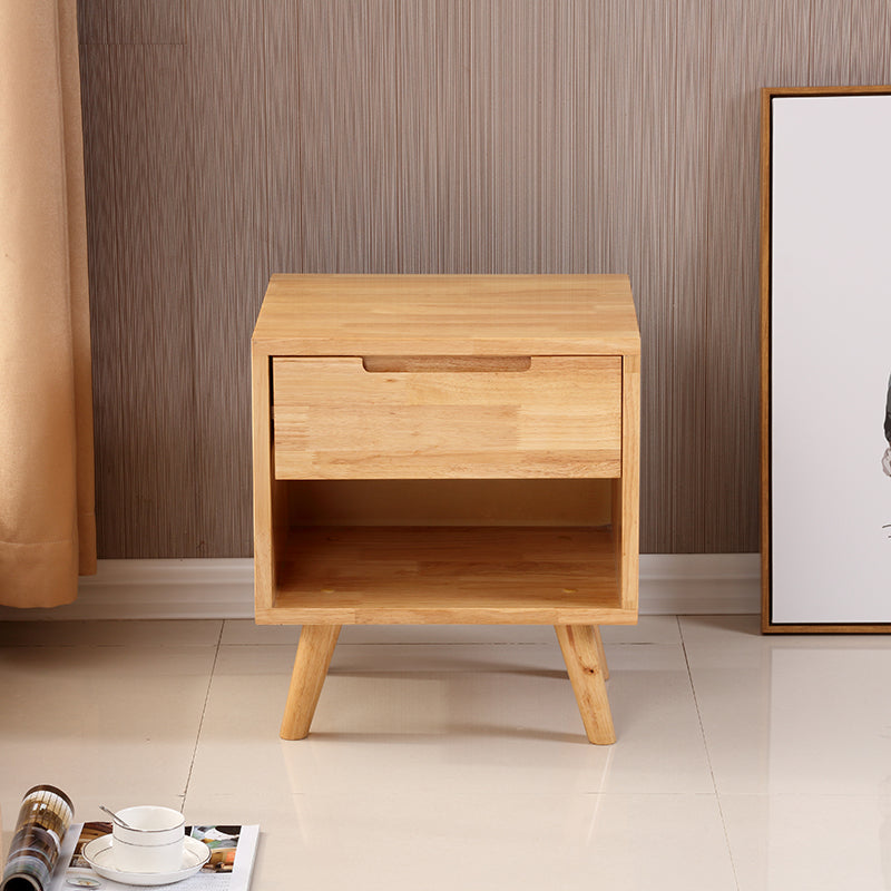 Modern Bedside Cabinet Solid Wood Bed Nightstand for Bedroom