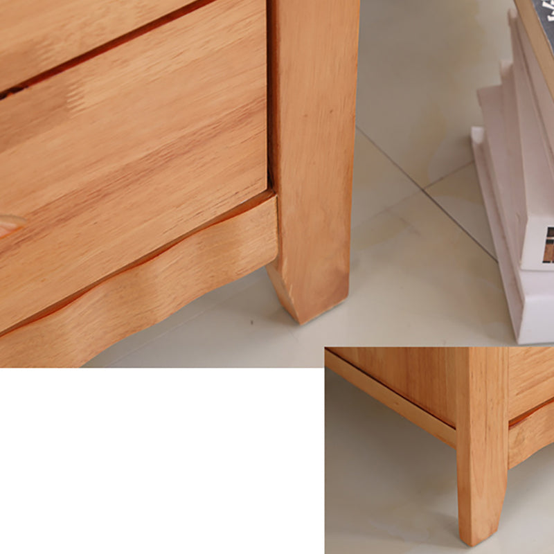 Modern Bed Nightstand Solid Wood Accent Table Nightstand with Drawers