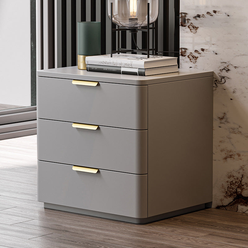 Contemporary Accent Table Nightstand Leather Nightstand with 3 Drawers