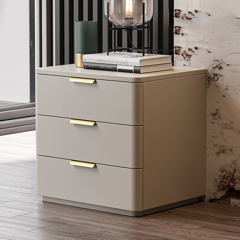 Contemporary Accent Table Nightstand Leather Nightstand with 3 Drawers