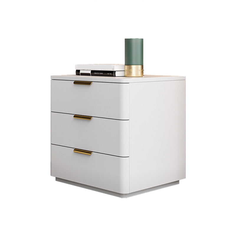 Contemporary Accent Table Nightstand Leather Nightstand with 3 Drawers