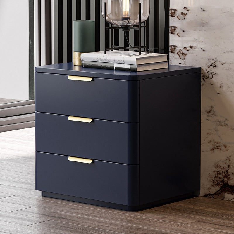 Contemporary Accent Table Nightstand Leather Nightstand with 3 Drawers