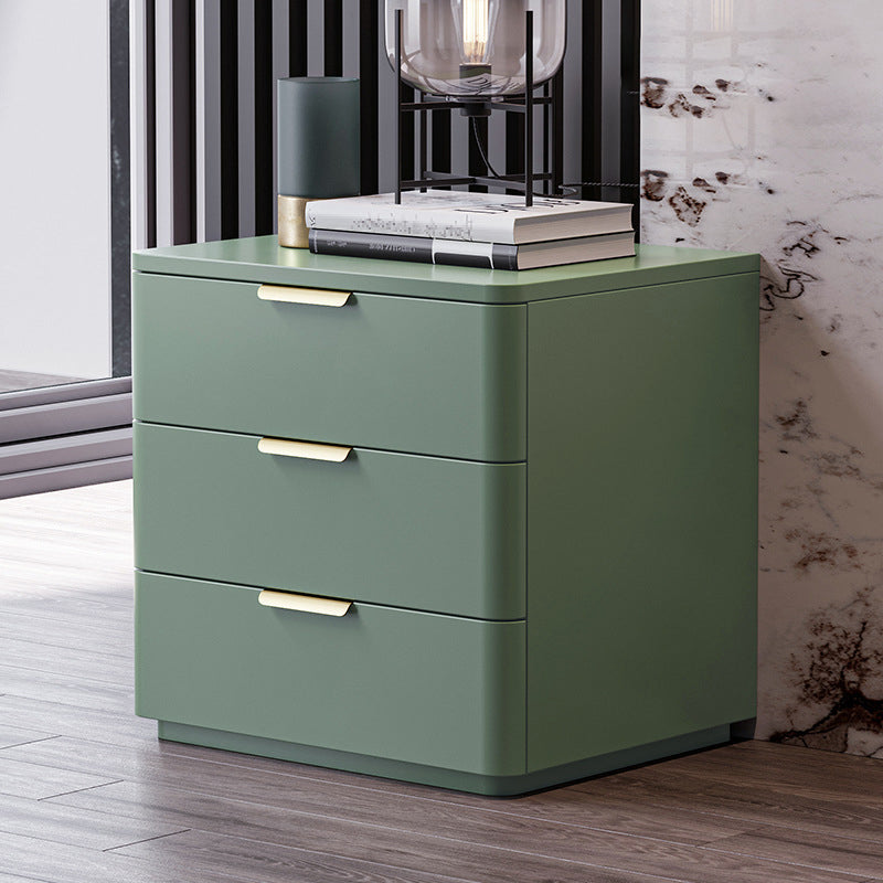 Contemporary Accent Table Nightstand Leather Nightstand with 3 Drawers