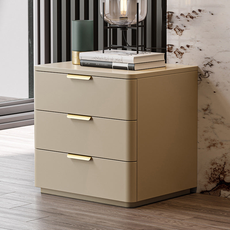 Contemporary Accent Table Nightstand Leather Nightstand with 3 Drawers