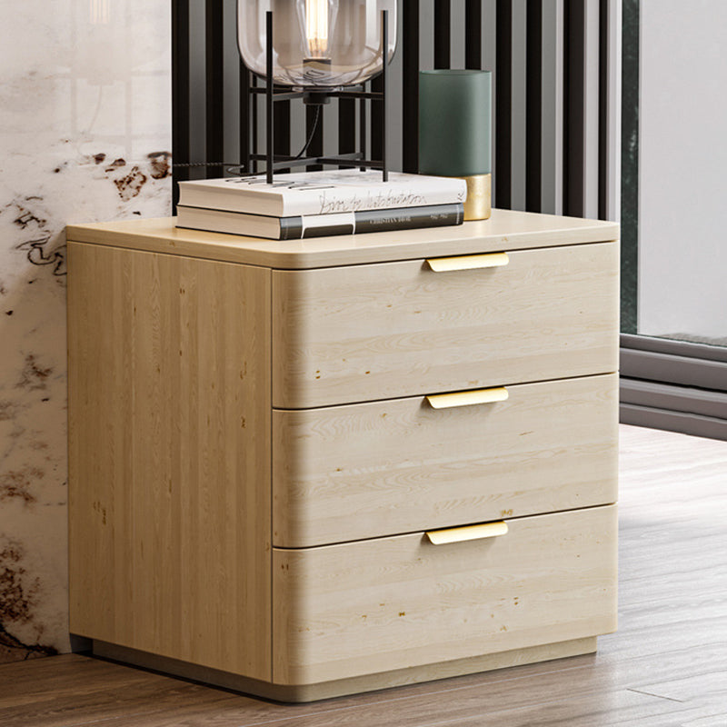 Contemporary Accent Table Nightstand Leather Nightstand with 3 Drawers