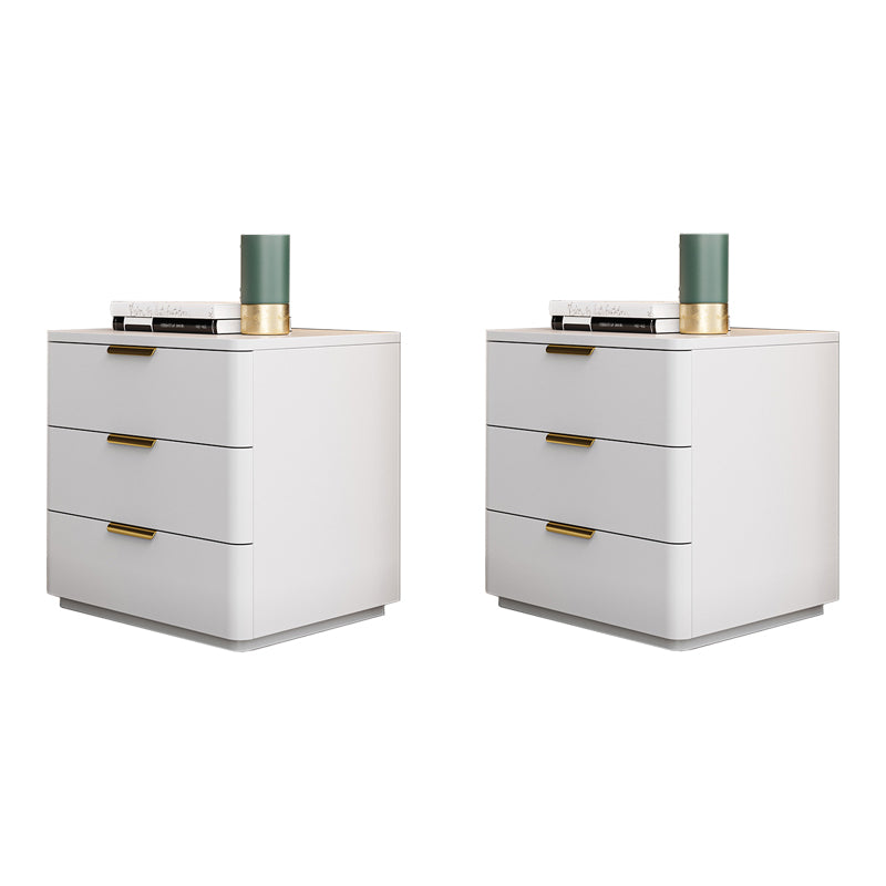 Contemporary Accent Table Nightstand Leather Nightstand with 3 Drawers