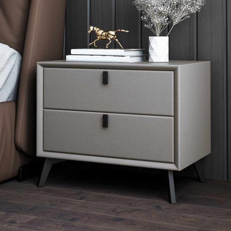 Leather Bed Nightstand Contemporary Bedside Cabinet for Bedroom