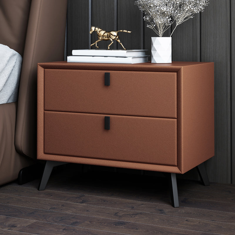 Leather Bed Nightstand Contemporary Bedside Cabinet for Bedroom