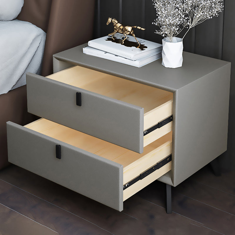 Leather Bed Nightstand Contemporary Bedside Cabinet for Bedroom