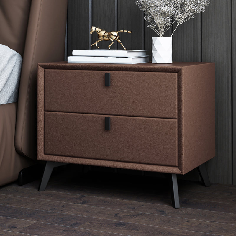 Leather Bed Nightstand Contemporary Bedside Cabinet for Bedroom