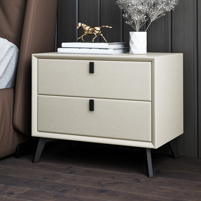 Leather Bed Nightstand Contemporary Bedside Cabinet for Bedroom