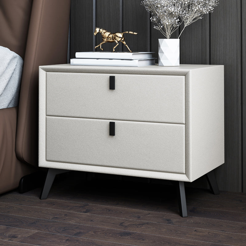 Leather Bed Nightstand Contemporary Bedside Cabinet for Bedroom