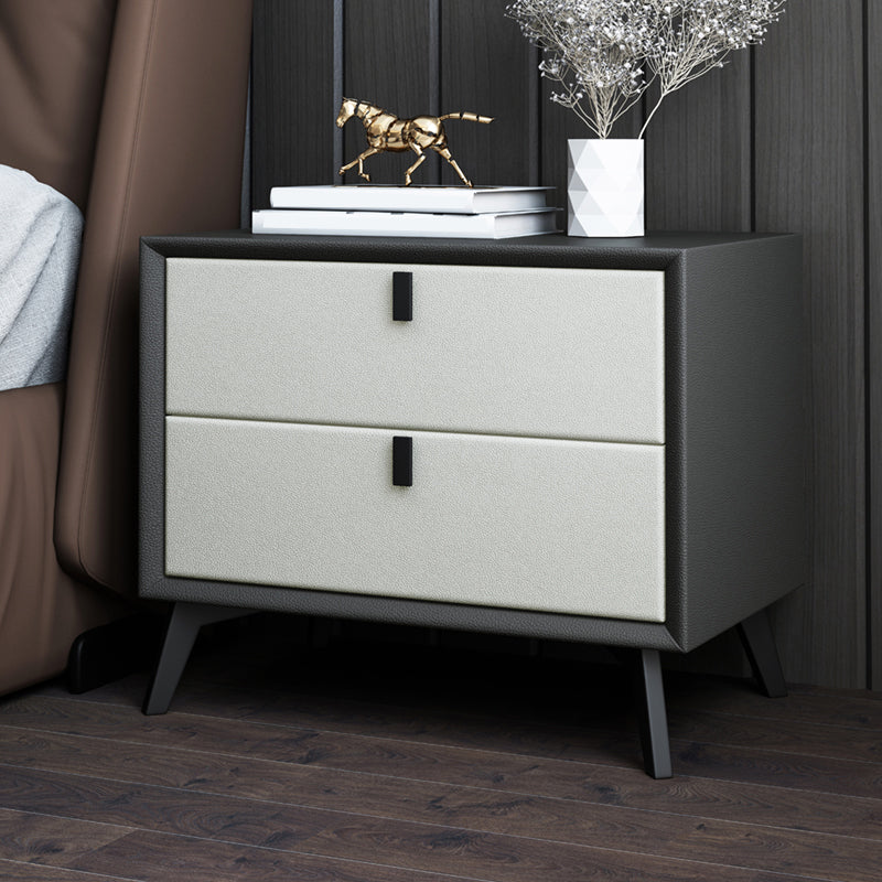 Leather Bed Nightstand Contemporary Bedside Cabinet for Bedroom