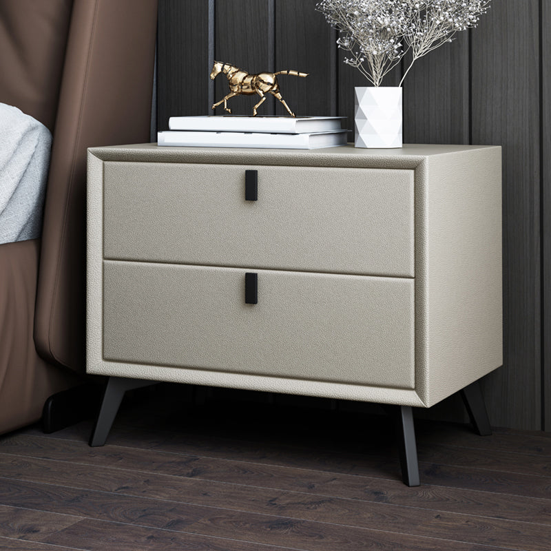 Leather Bed Nightstand Contemporary Bedside Cabinet for Bedroom