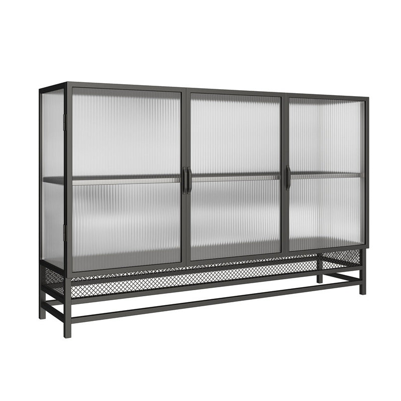 Glam Metal Curio Cabinet Glass Doors Display Cabinet for Living Room