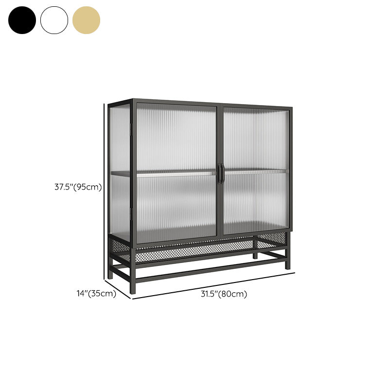 Glam Metal Curio Cabinet Glass Doors Display Cabinet for Living Room