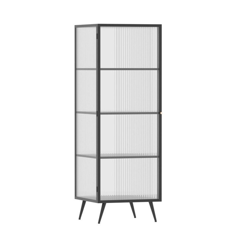 Modern Metal Curio Cabinet Glass Doors Storage Cabinet for Dining Room