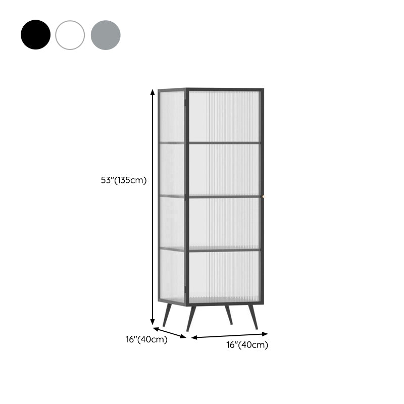 Modern Metal Curio Cabinet Glass Doors Storage Cabinet for Dining Room