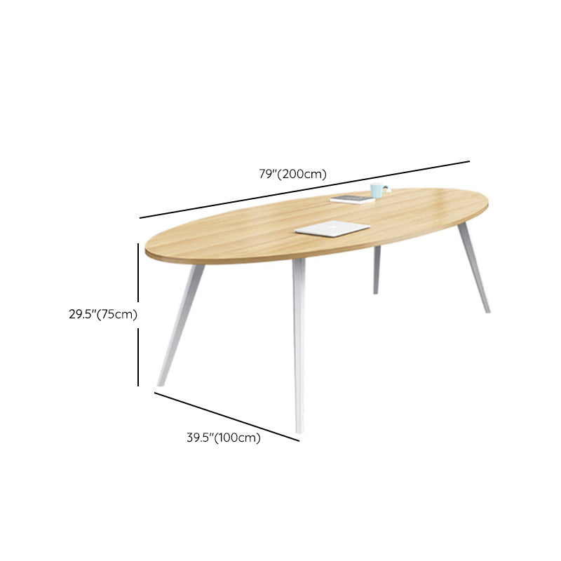 Wooden Oval Office Desk Parsons Base 29.53" Tall Writing Desk