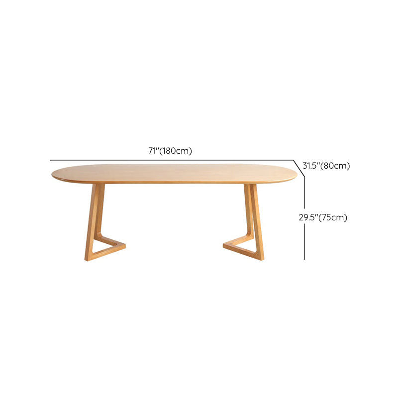 Solid Wood Oval Office Desk Sled Base 29.53" Tall Writing Desk