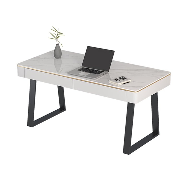 Stone Office Desk Modern 29.53" Tall Writing Desk with Sled Base