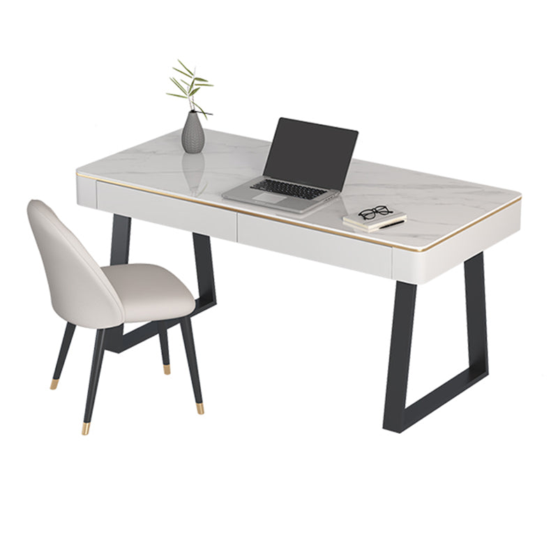 Stone Office Desk Modern 29.53" Tall Writing Desk with Sled Base