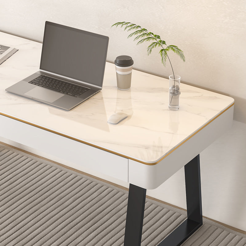 Stone Office Desk Modern 29.53" Tall Writing Desk with Sled Base