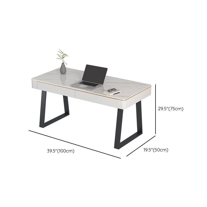 Stone Office Desk Modern 29.53" Tall Writing Desk with Sled Base