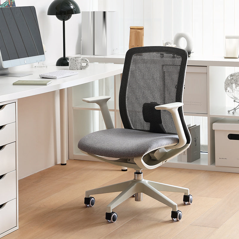 Modern Swivel Chair Fixed Arms Breathable Air Grid Office Chair with Wheels