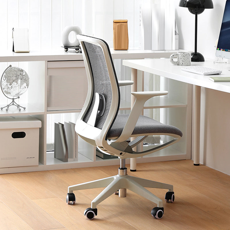 Modern Swivel Chair Fixed Arms Breathable Air Grid Office Chair with Wheels