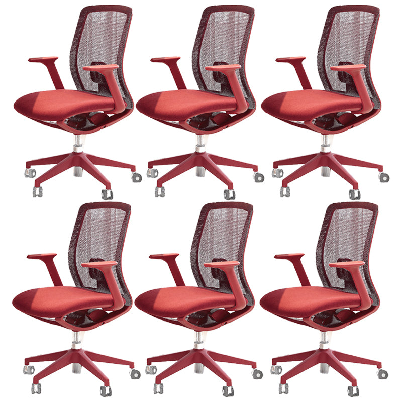 Modern Swivel Chair Fixed Arms Breathable Air Grid Office Chair with Wheels