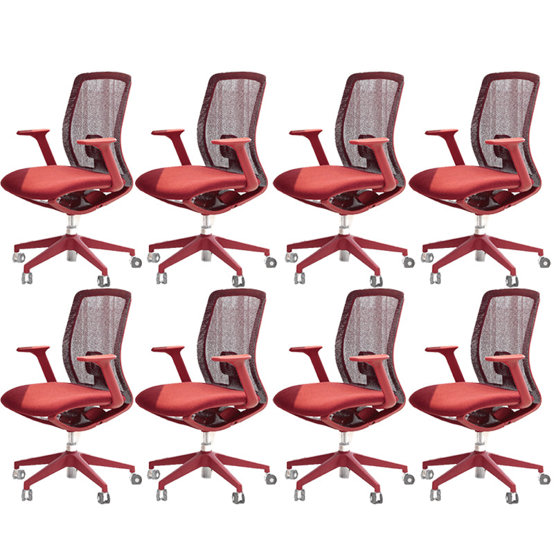 Modern Swivel Chair Fixed Arms Breathable Air Grid Office Chair with Wheels