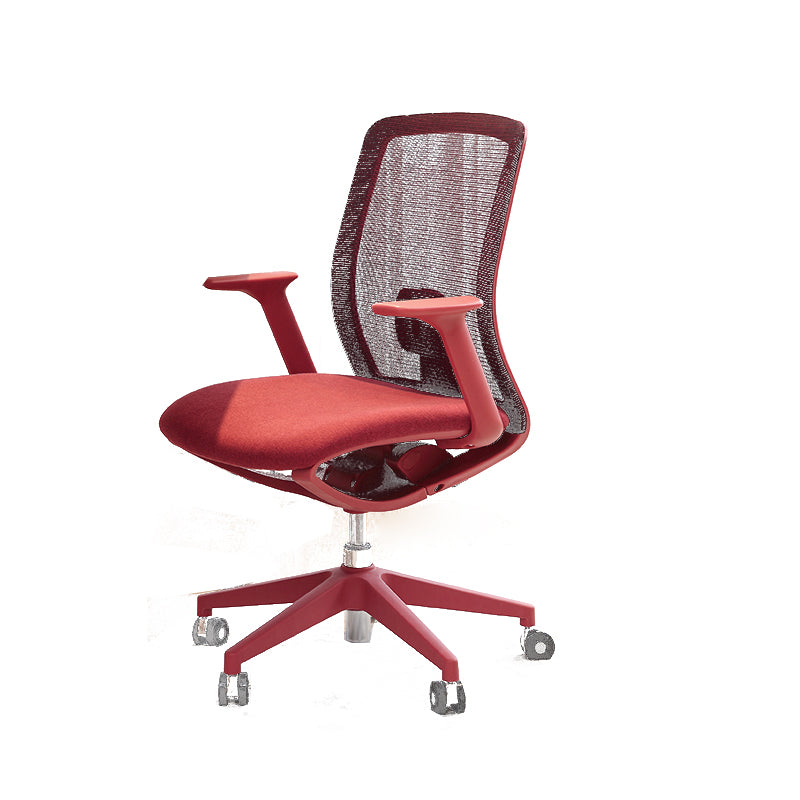 Modern Swivel Chair Fixed Arms Breathable Air Grid Office Chair with Wheels