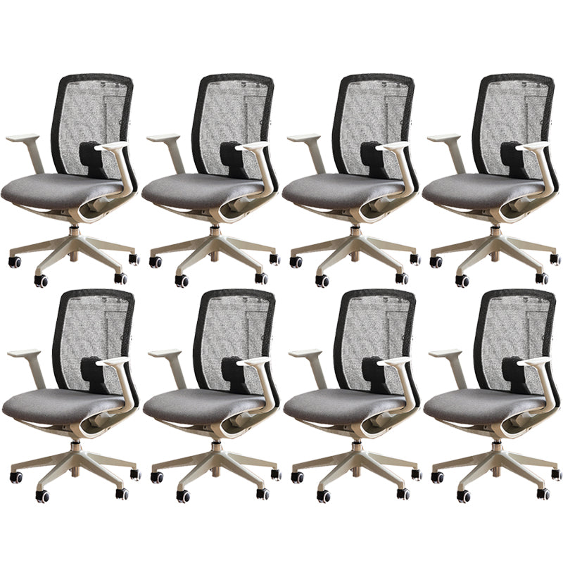 Modern Swivel Chair Fixed Arms Breathable Air Grid Office Chair with Wheels