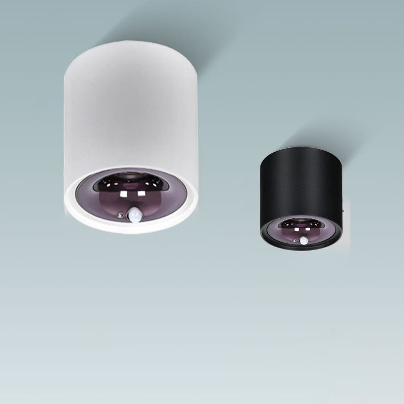 Modern in Black / White Flush 1 - Light Cylinder LED Ceiling Mount