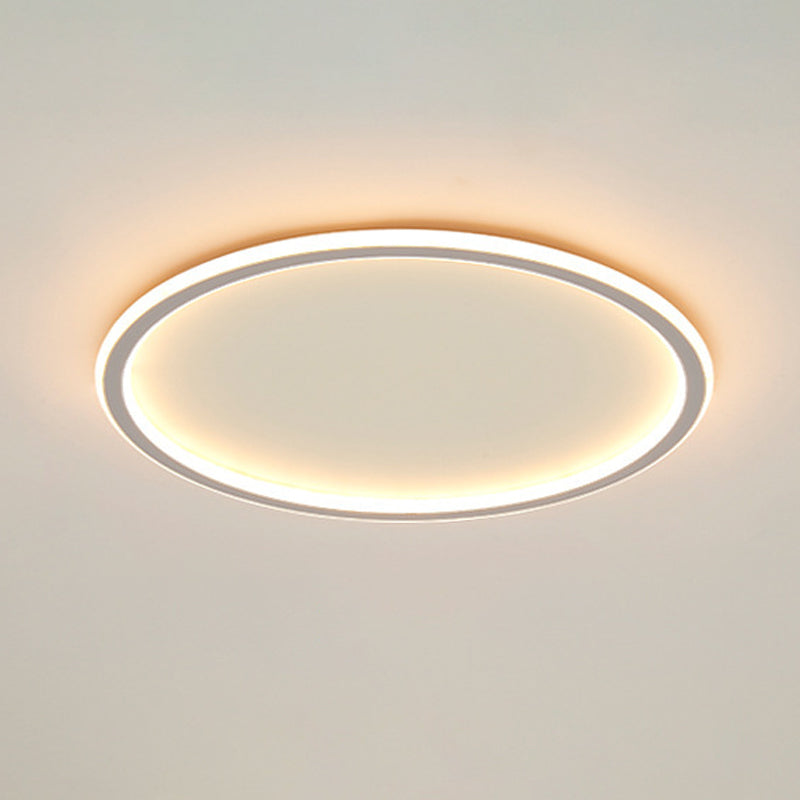 Round Shape Flush Mount Ceiling Light Fixture Modern Flush Mount in White Finish