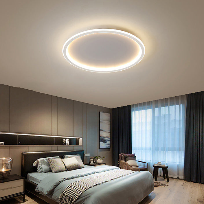 Round Shape Flush Mount Ceiling Light Fixture Modern Flush Mount in White Finish