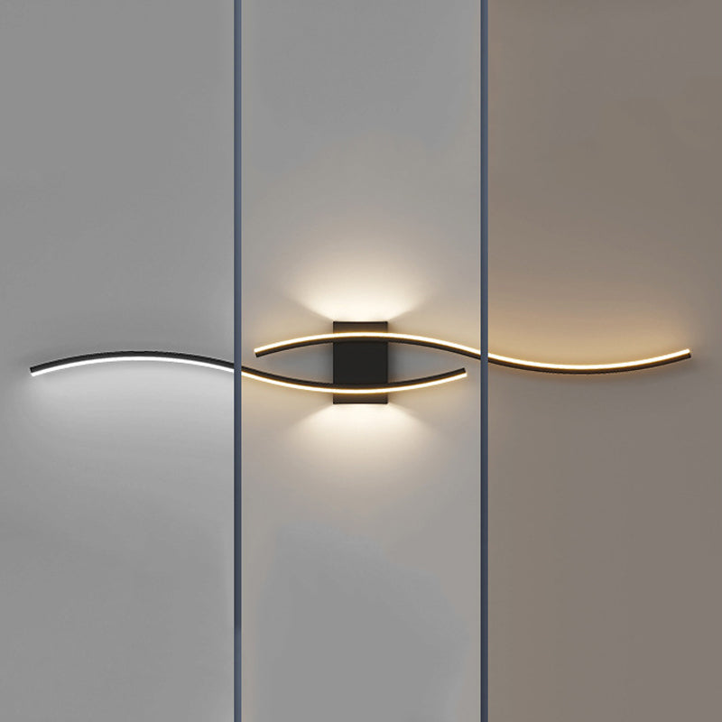 Minimalism LED Wall Light Fixtures Waving Metal Indoor Sconce Lights