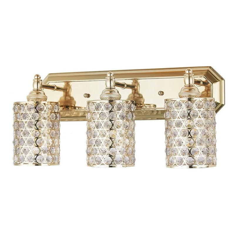 Nordic Style Vanity Light Cylinder Shade Vanity Lamp with Crystal for Shower Room