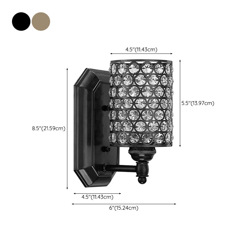 Nordic Style Vanity Light Cylinder Shade Vanity Lamp with Crystal for Shower Room