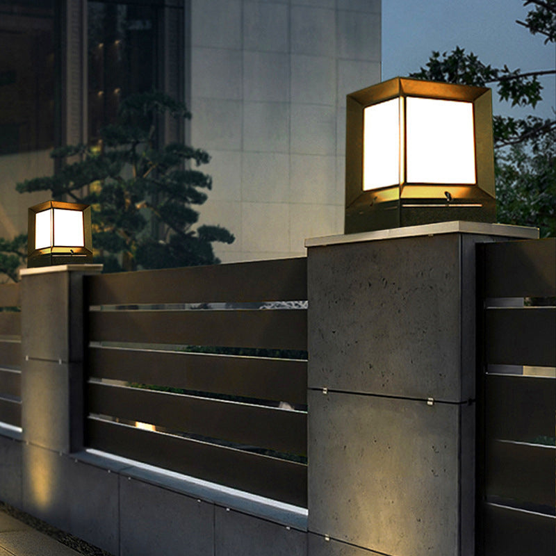 Modern Simple Plastic Outdoor Light Rectangle Shape Waterproof Pillar Lamp for Courtyard