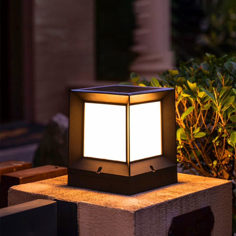 Modern Simple Plastic Outdoor Light Rectangle Shape Waterproof Pillar Lamp for Courtyard