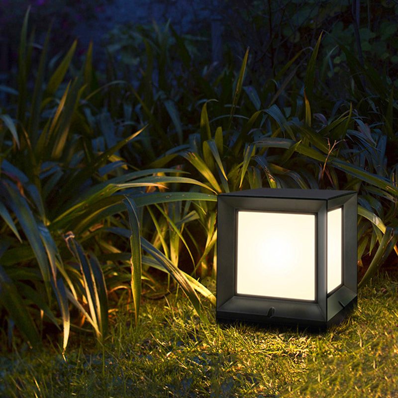 Modern Simple Plastic Outdoor Light Rectangle Shape Waterproof Pillar Lamp for Courtyard