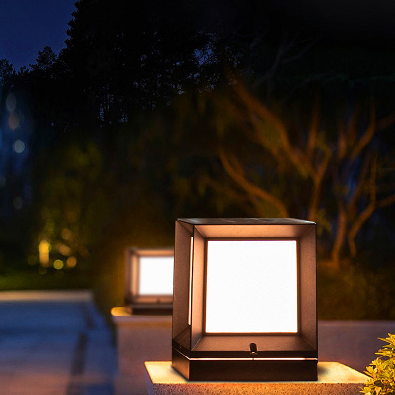 Modern Simple Plastic Outdoor Light Rectangle Shape Waterproof Pillar Lamp for Courtyard