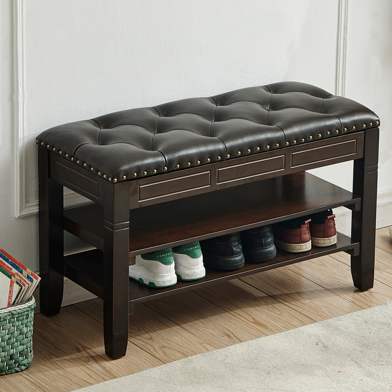 14" W Rectangle Seating Bench Cushioned Shoe Storage Entryway Bench