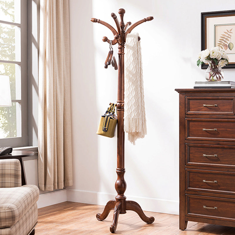 Solid Wood Entry Coat Rack Traditional Style Simple Living Room Floor Coat Rack