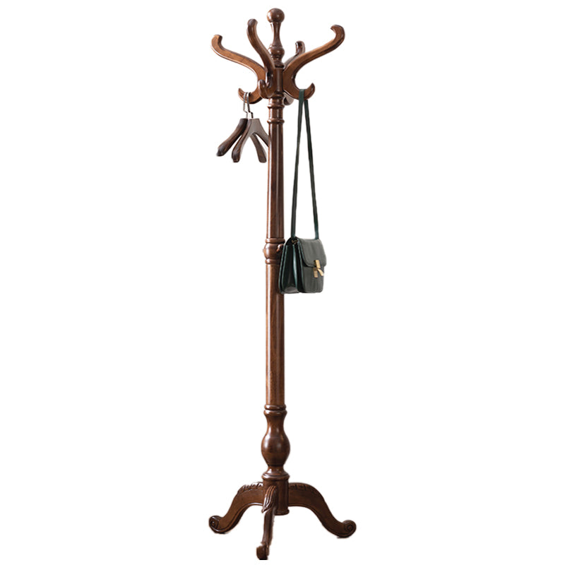 Solid Wood Entry Coat Rack Traditional Style Simple Living Room Floor Coat Rack